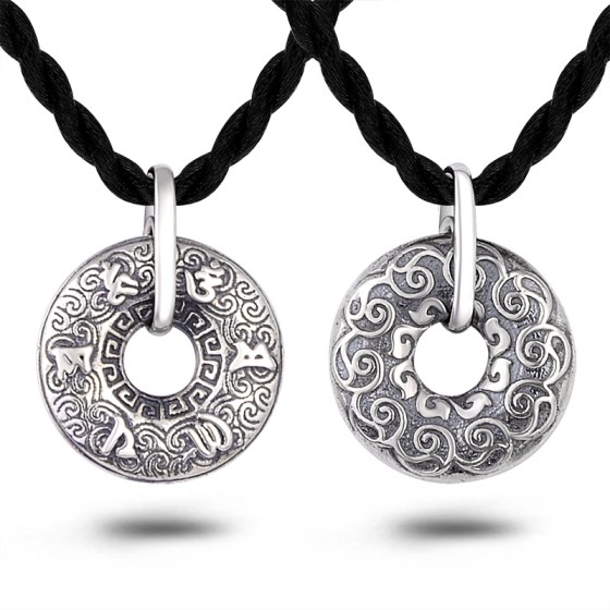 925 Silver Six-Syllable Mantra Peace Knot Necklace